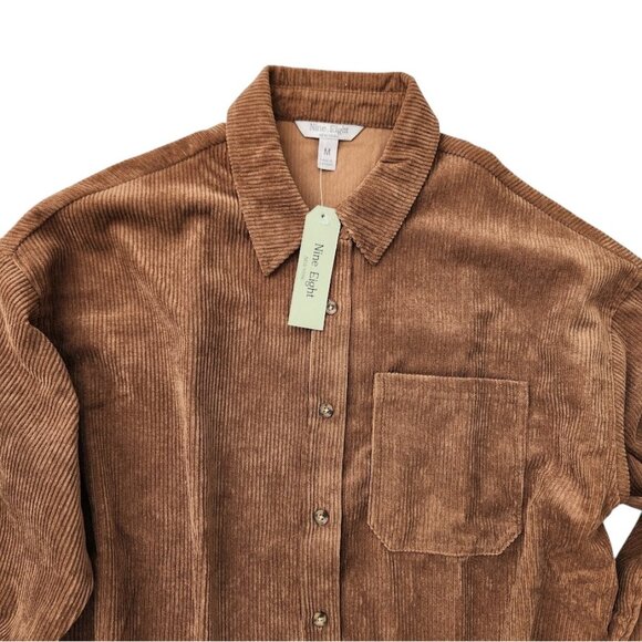 NEW Size Large Women’s Corduroy Shacket Jacket Shirt Button up Down L Amber Brow - Picture 4 of 12